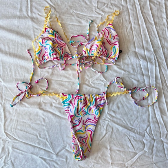 For Love And Lemons Other - For Love and Lemons Colorful Swirl Bikini Set